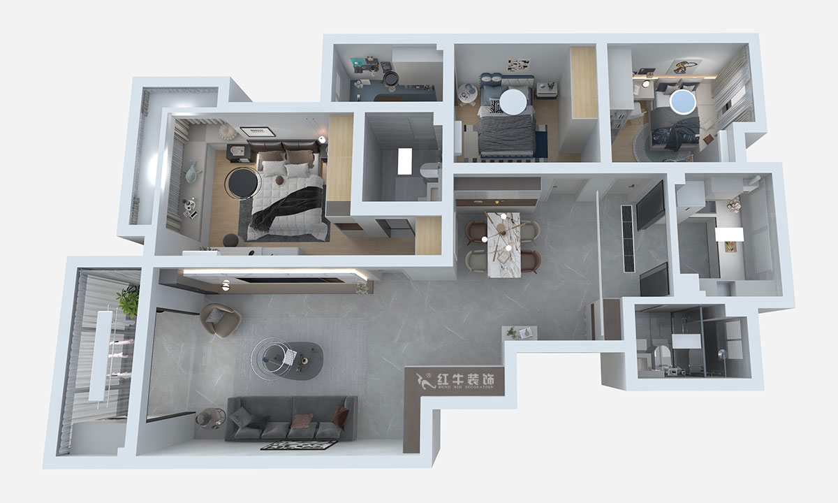 熊皓宇|江南青年城翠灣苑-130㎡-現(xiàn)代風格|4室2廳2衛(wèi)|新房裝修|半包7