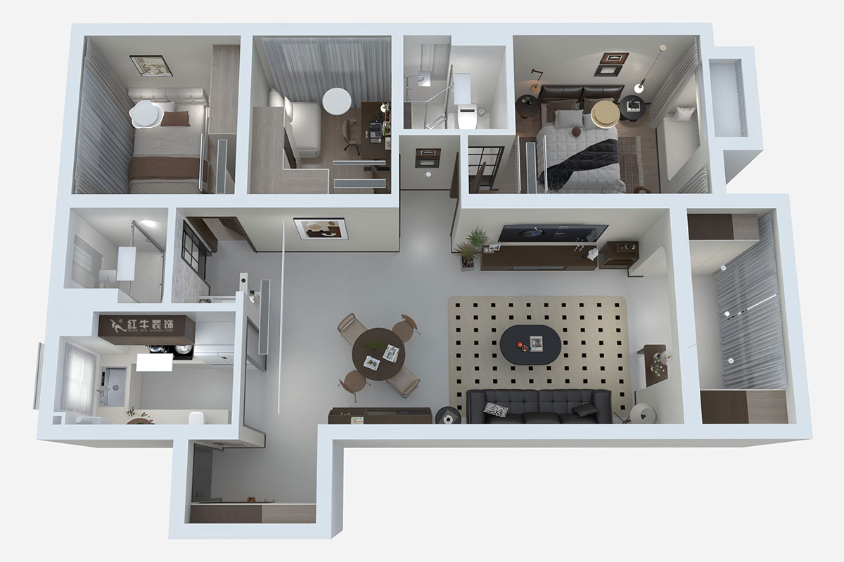 熊皓宇|金浦御龍灣-110㎡-中古風(fēng)|3室2廳2衛(wèi)|老房裝修|定制家|全包13