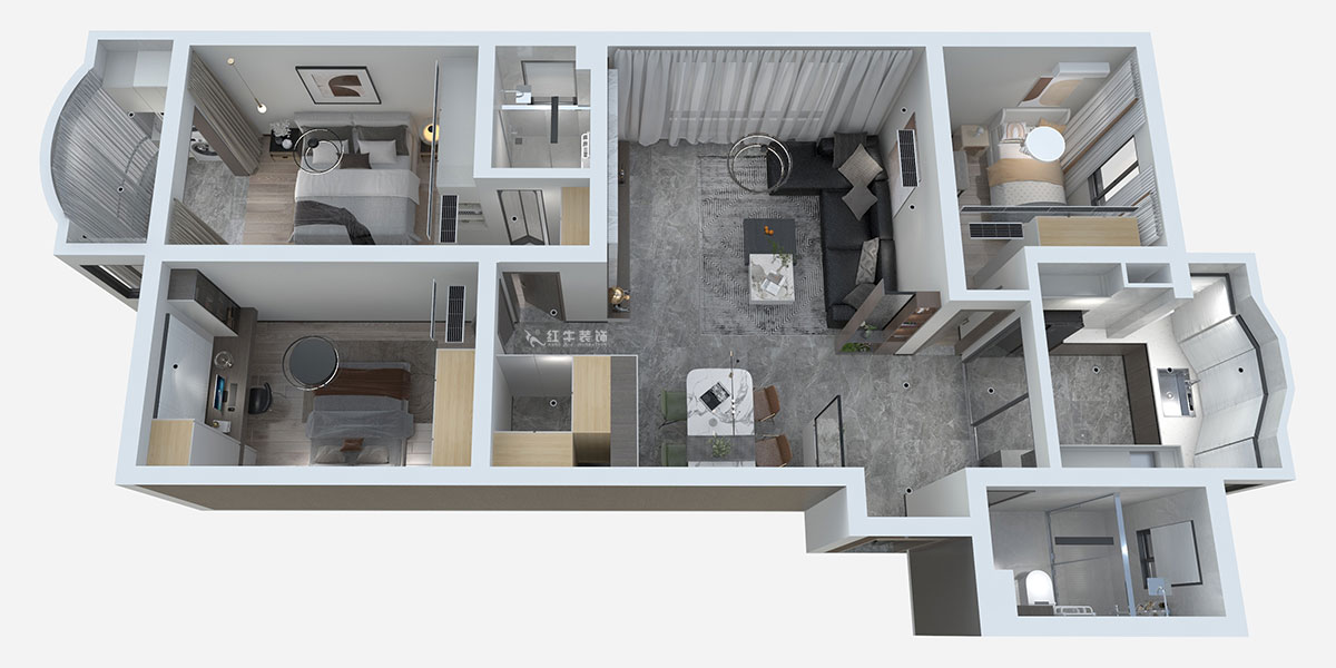 熊皓宇|青石村-110㎡-現(xiàn)代輕奢風格|3室2廳2衛(wèi)|老房裝修|半包10