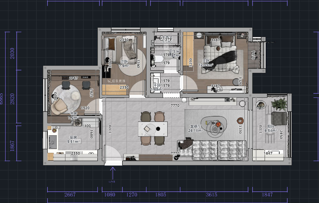 熊皓宇|中海國際社區(qū)3期6-1401室-90㎡-現(xiàn)代風(fēng)格|3室2廳1廚1衛(wèi)1陽臺(tái)|老房裝修|定制家|全包9