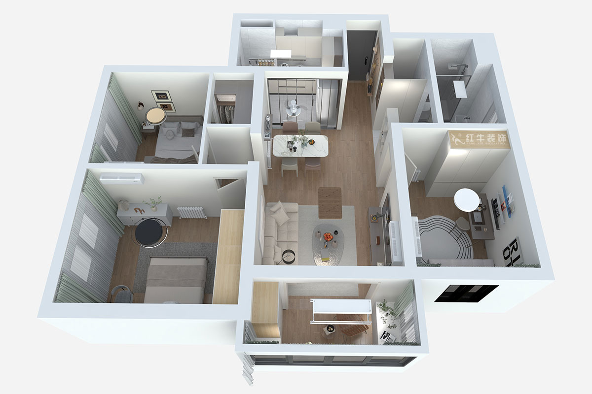 熊皓宇|陽光廣場小區(qū)1-803-100㎡-原木風(fēng)|3室2廳1廚1衛(wèi)1陽臺(tái)|老房裝修|定制家|全包14