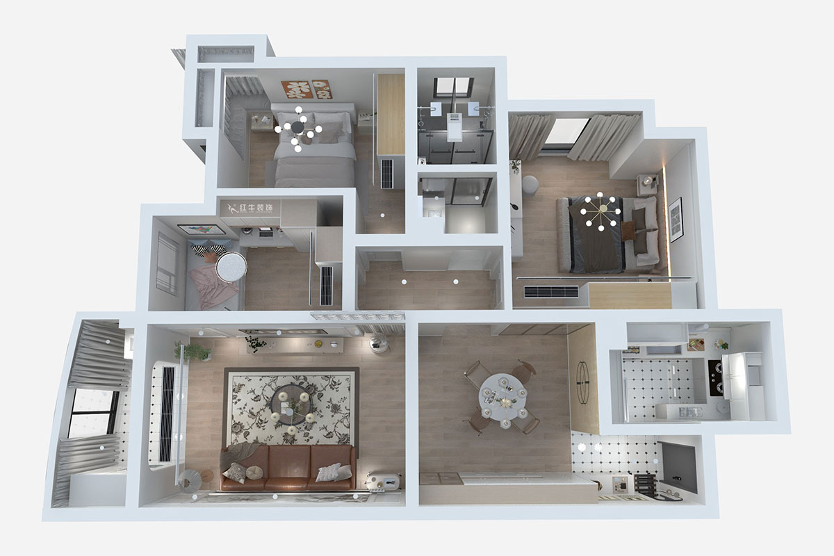 熊皓宇|恒生名仕嘉園-110㎡-輕法式風(fēng)格|3室2廳1衛(wèi)|老房裝修|定制家|全包|00_02鳥(niǎo)瞰圖